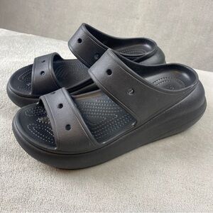 Crocs, chunky platform, sandals, women, black size 9